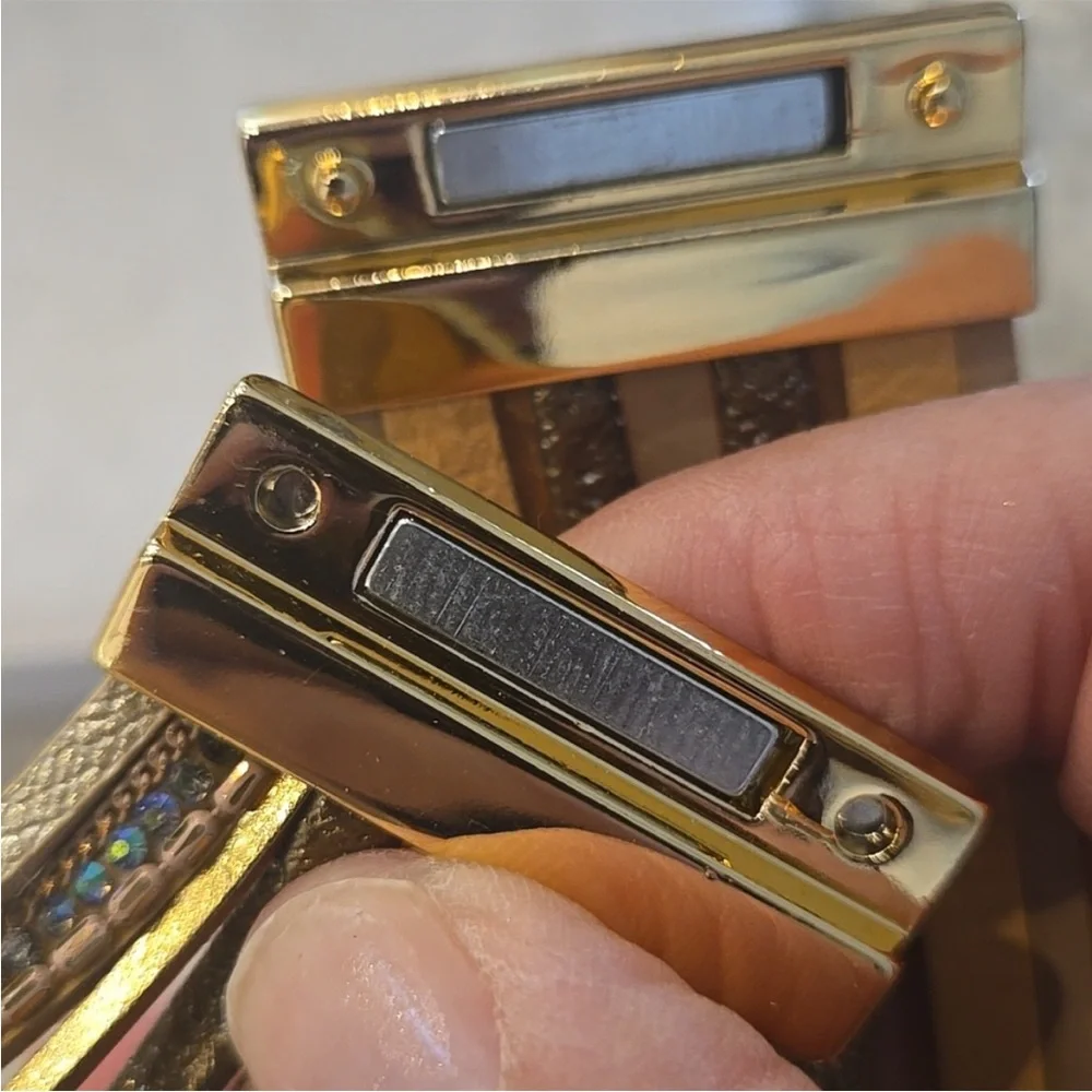 Gold Multi-Row Wrap Bracelet with Textured Button Closure